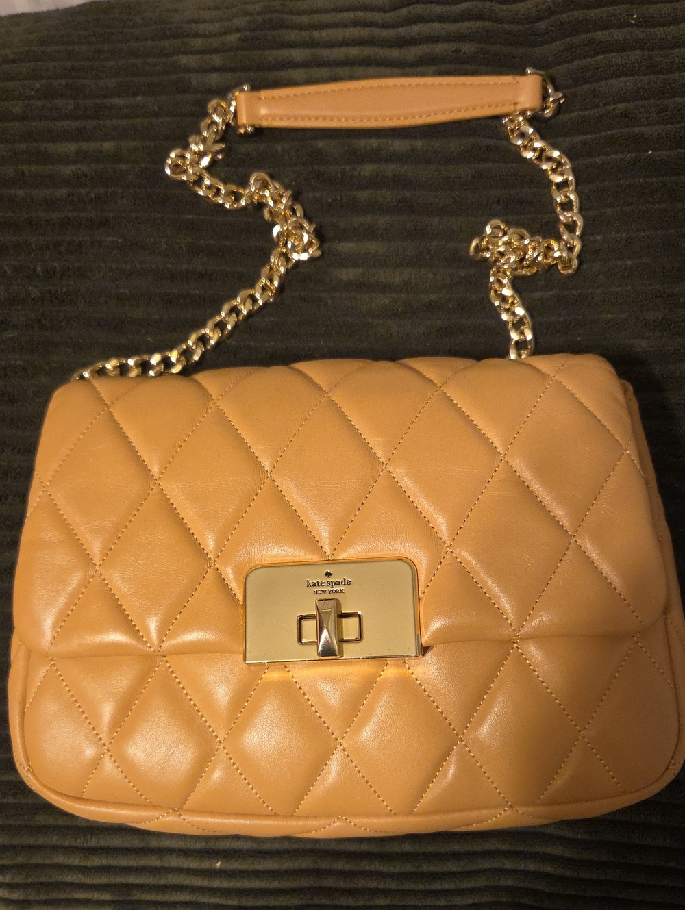 kate spade Quilted Shoulder Bag in Camel Tan with Gold Hardware
